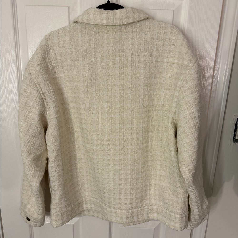 Open Edit Cream Textured Jacket - Picture 2 of 6